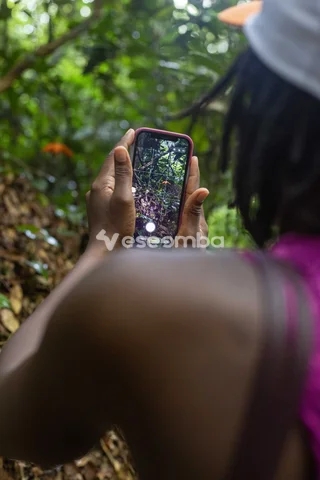 Une Femme tenant un portable
